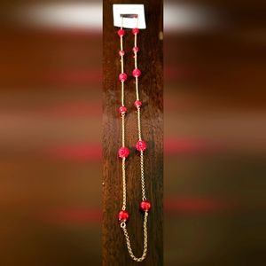 BETSEY JOHNSON GOLD W/ RED CHARMS NECKLACE